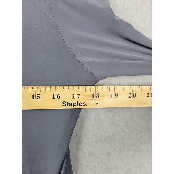 Franne Golde Gray LS V Neck Tunic Top Women's Large Stretch USA Made - Picture 9 of 12